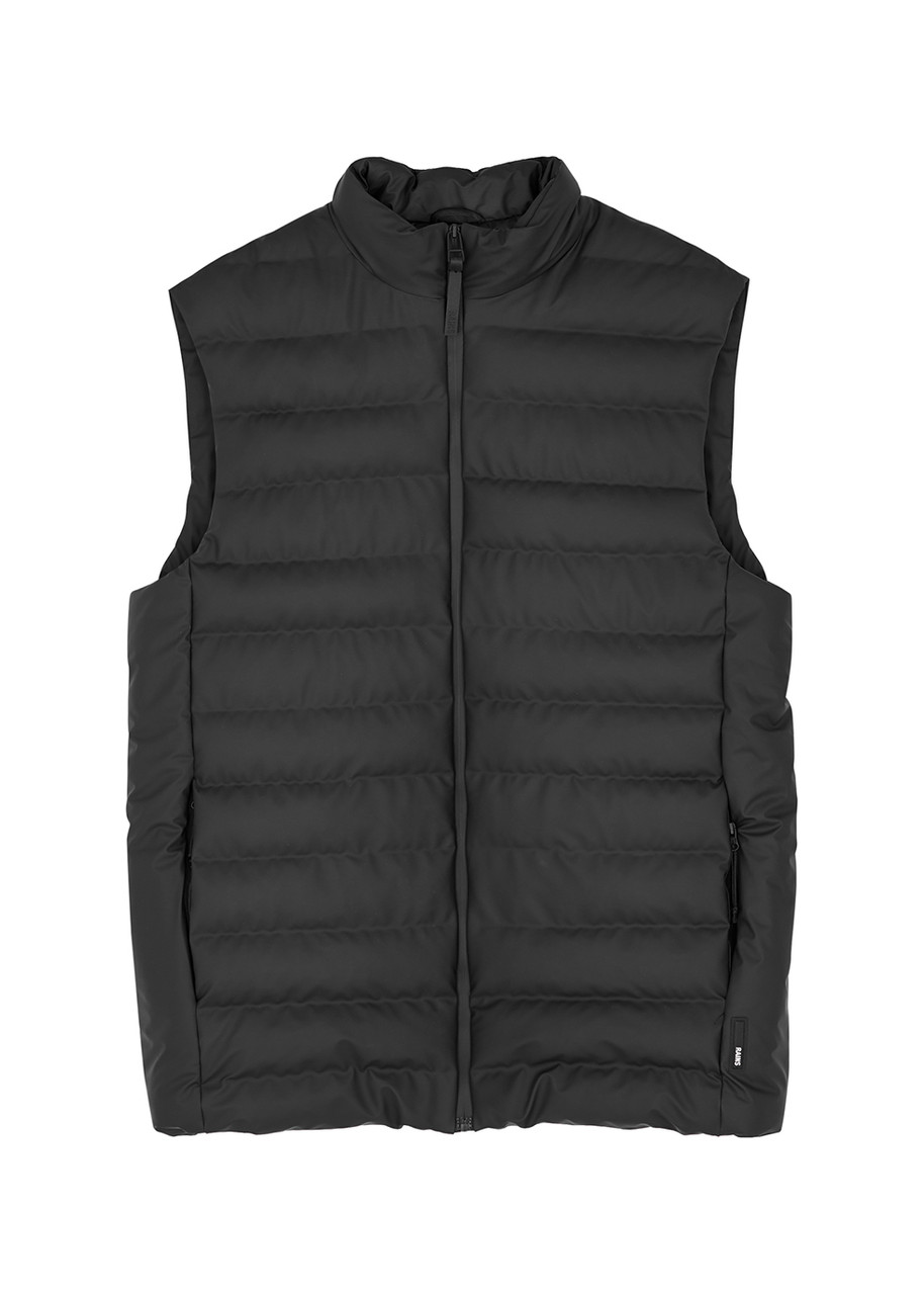 Rains Trekker Black Quilted Rubberised Gilet - S