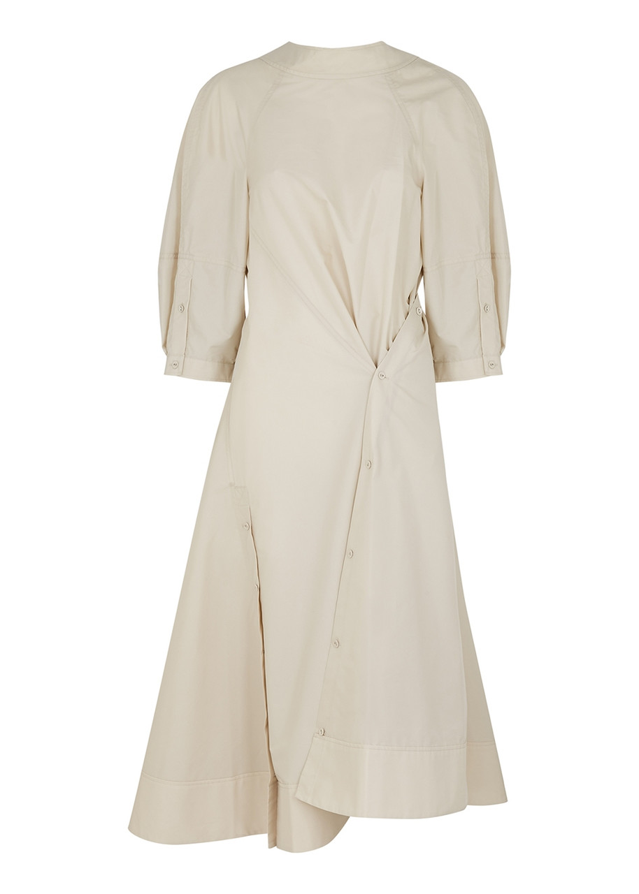 3.1 Phillip Lim Brown Cotton-blend Midi Dress - Stone - 6