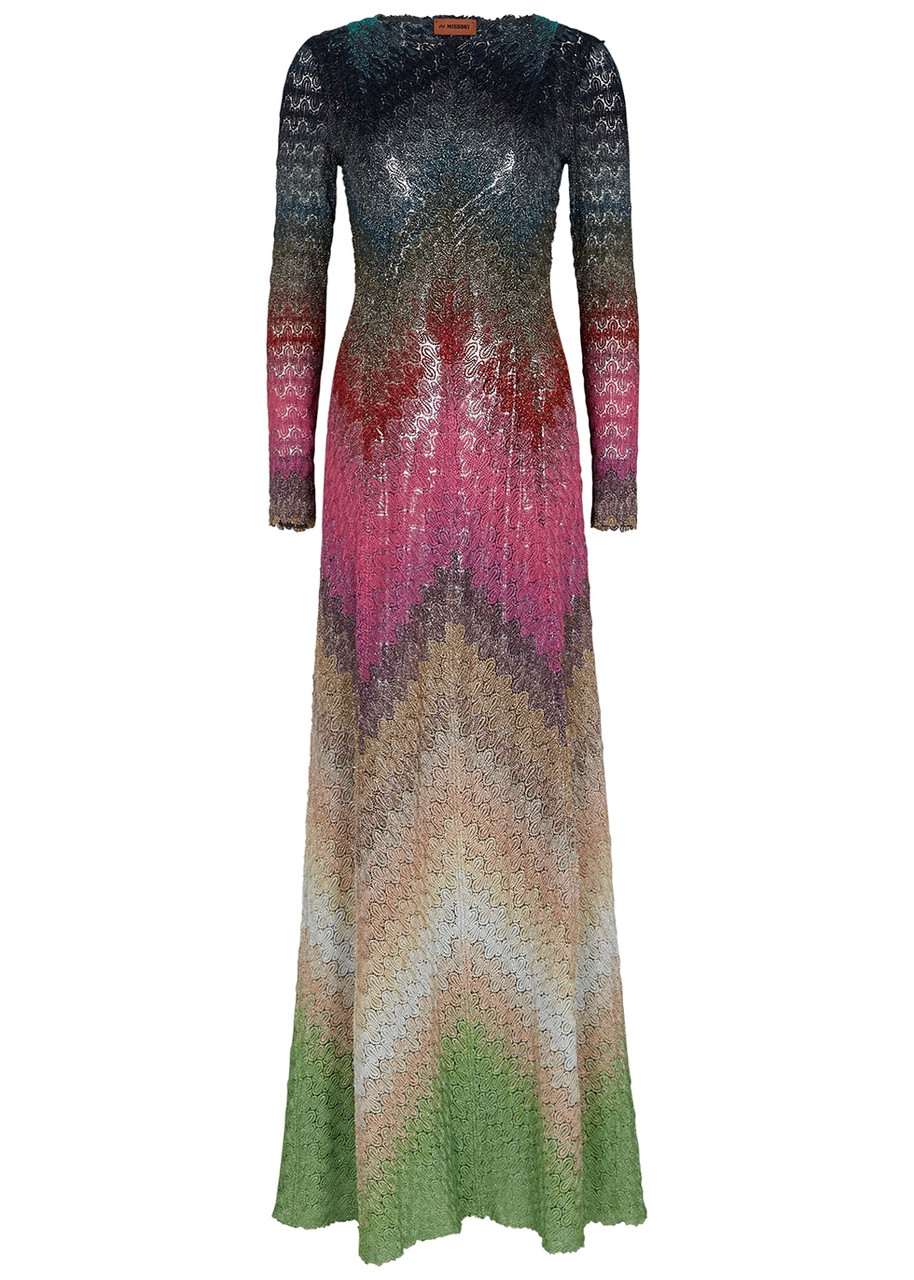 Missoni Metallic Patterned Fine-knit Maxi Dress - Multicoloured