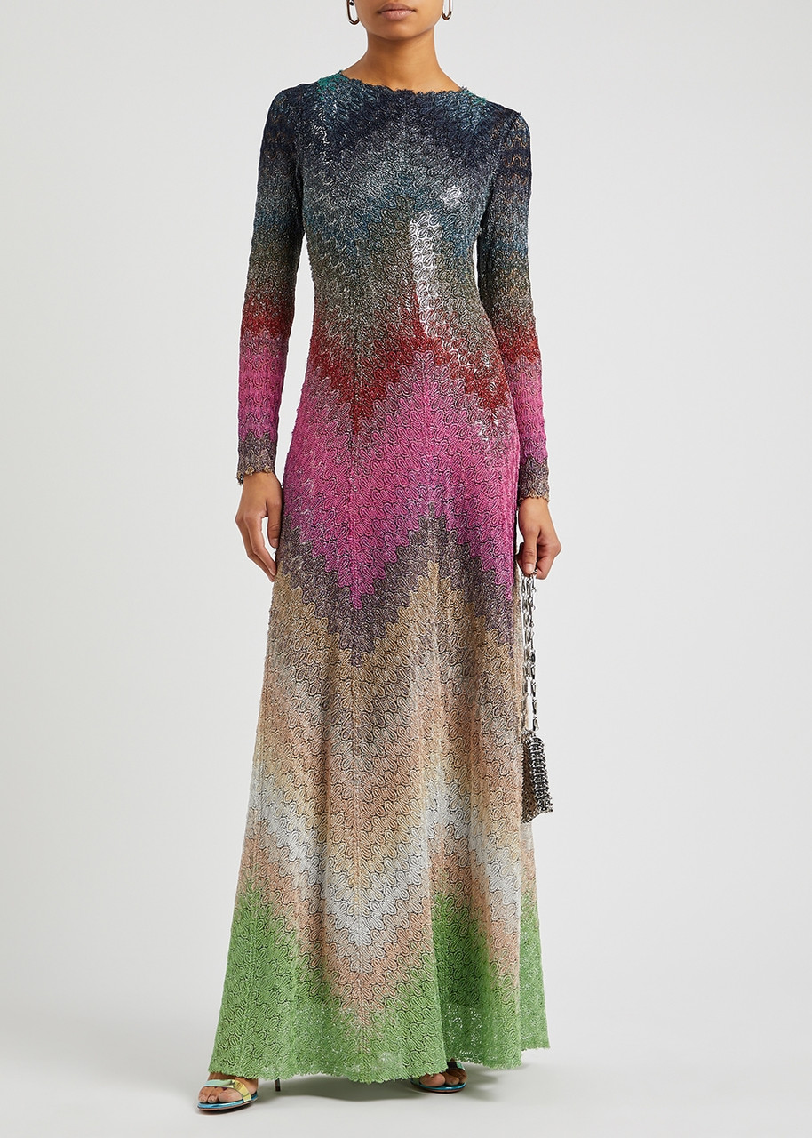  Missoni Metallic Patterned Fine-knit Maxi Dress - Multicoloured - 12 