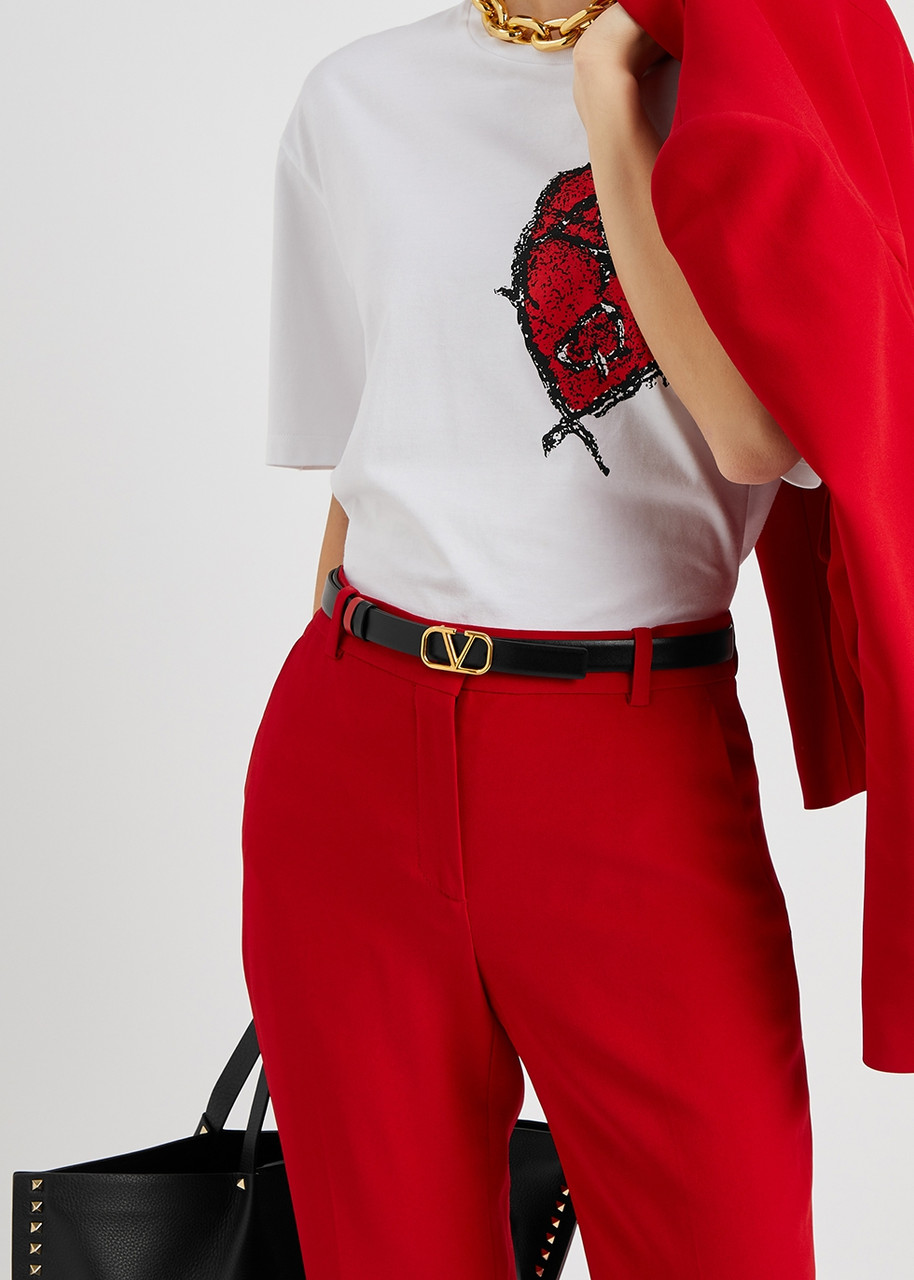 Valentino Vlogo 40mm Reversible Leather Belt In Black
