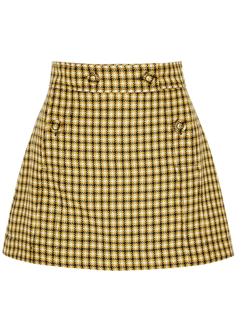 Plan C Checked Wool Mini Skirt - Multicoloured