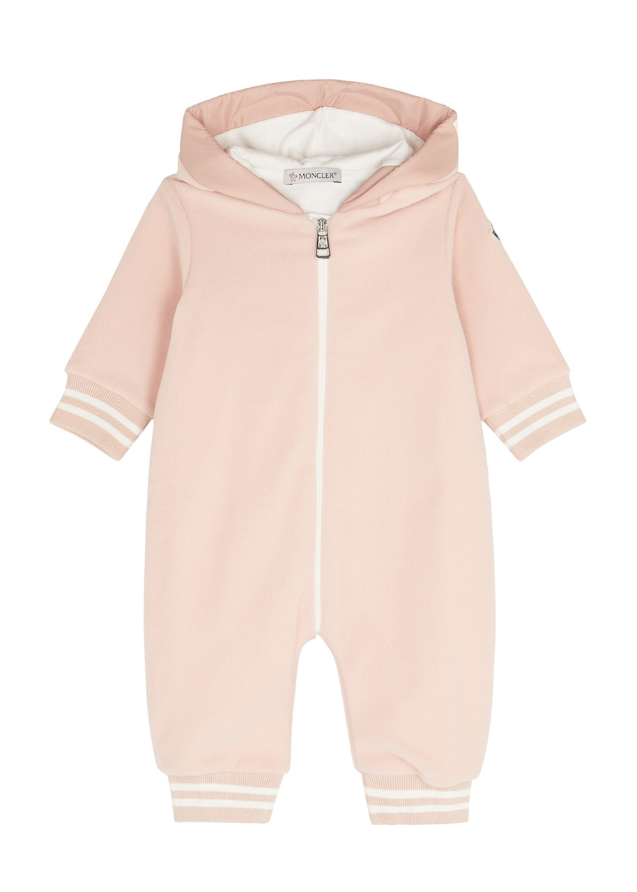 Moncler Kids Logo Stretch-fleece Babygrow - Pink