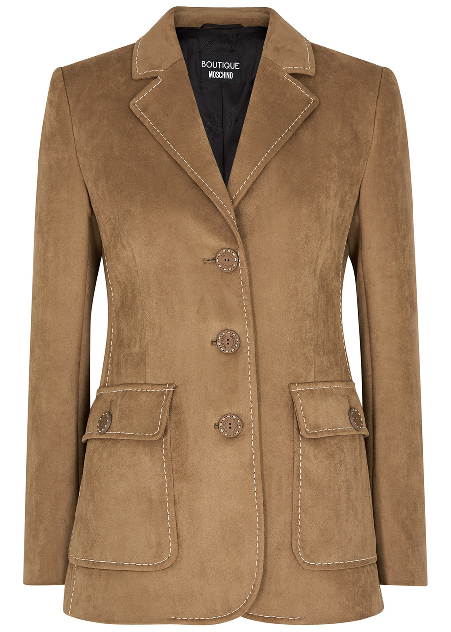 Boutique Moschino Brown Faux Suede Blazer - Beige - 10