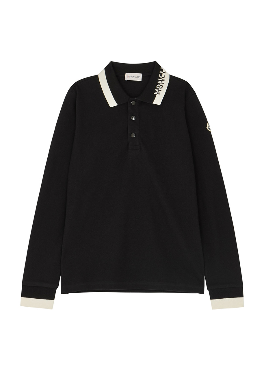 Moncler Kids Black Piqué Cotton Polo Shirt (12-14 Years) - 12yrs