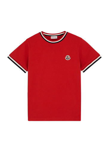 MONCLER KIDS Red logo cotton T-shirt (12-14 years) | Harvey Nichols