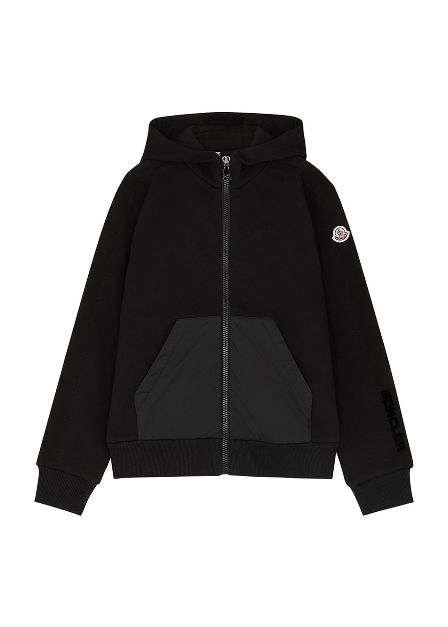 Moncler Kids Black Hooded Cotton Sweatshirt (12-14 Years)