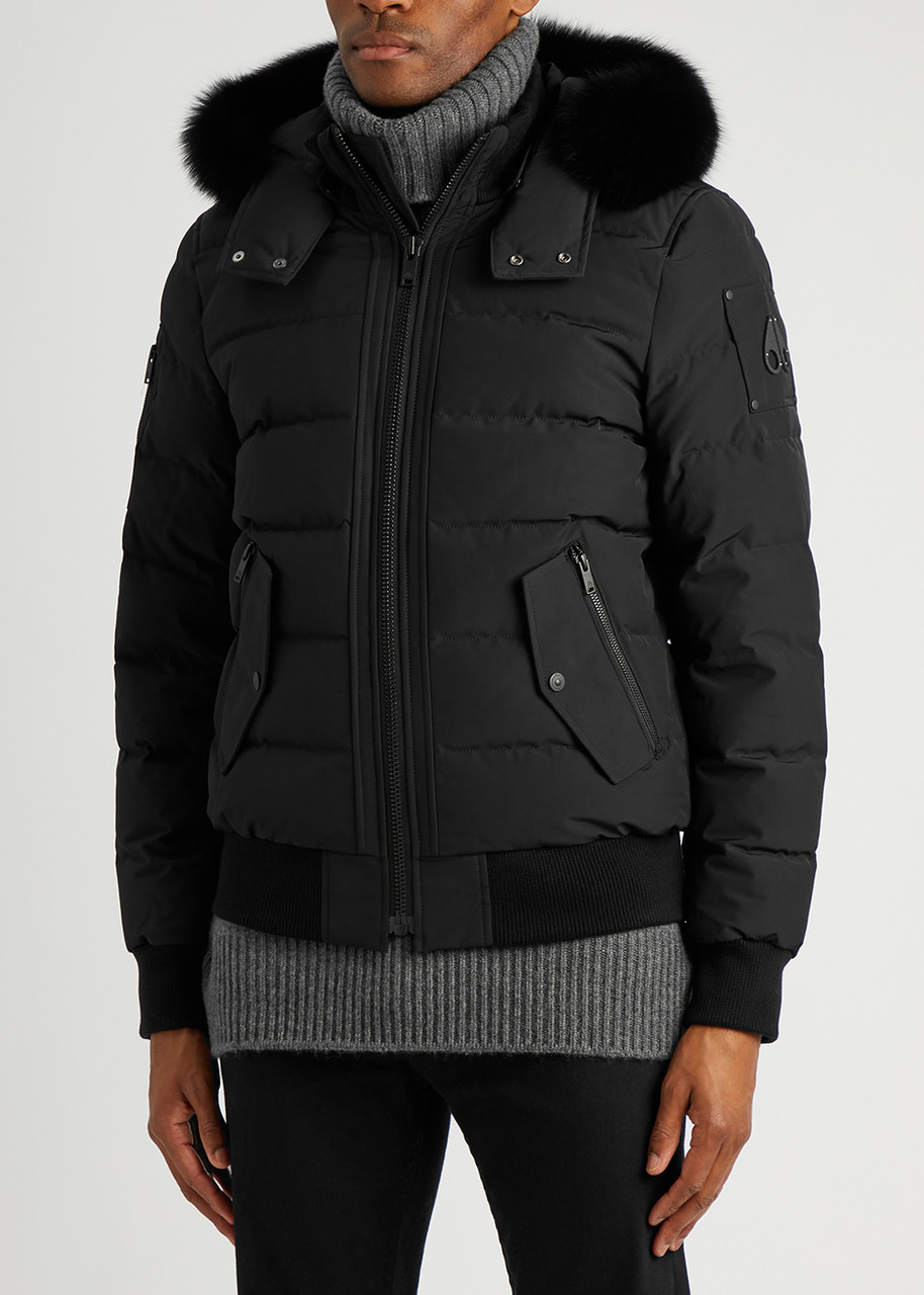  Moose Knuckles Scotchtown Fur-trimmed Quilted Shell Jacket - Black - Xl 