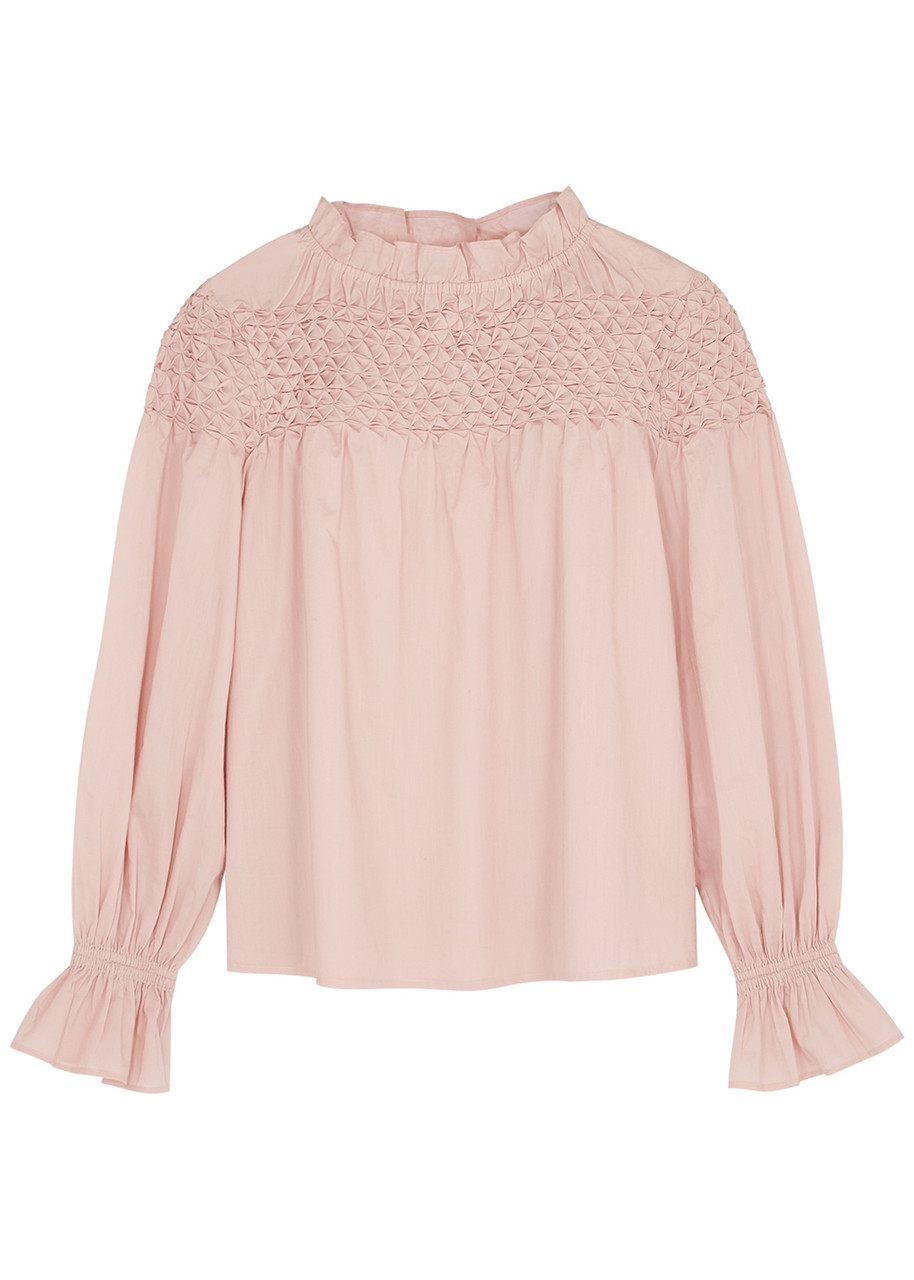 Merlette Majorelle Pink Smocked Cotton Blouse - Rose - L