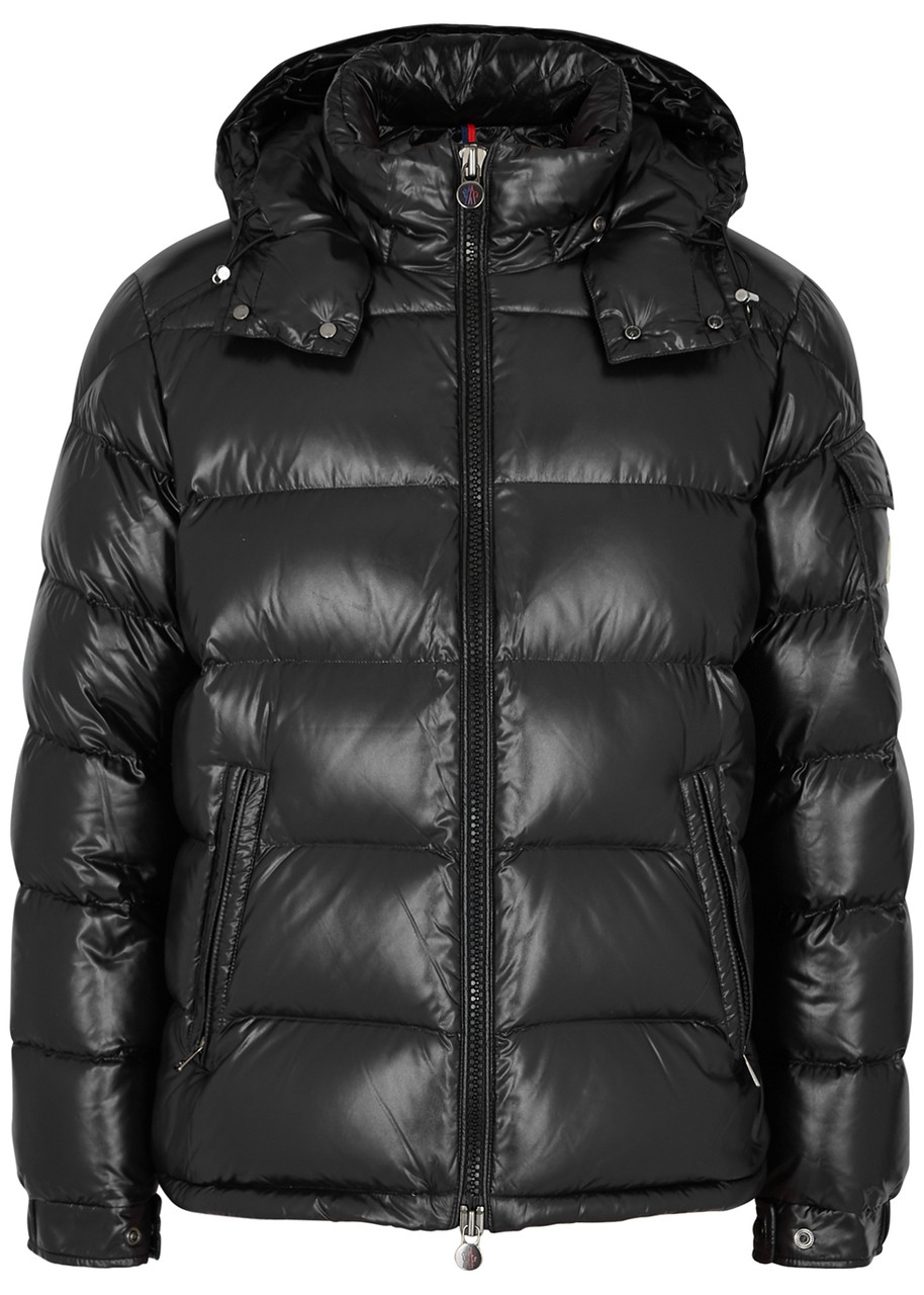 Moncler Maya Black Hooded Quilted Shell Jacket - 4, Men's Designer Shell Jacket, Male - 4