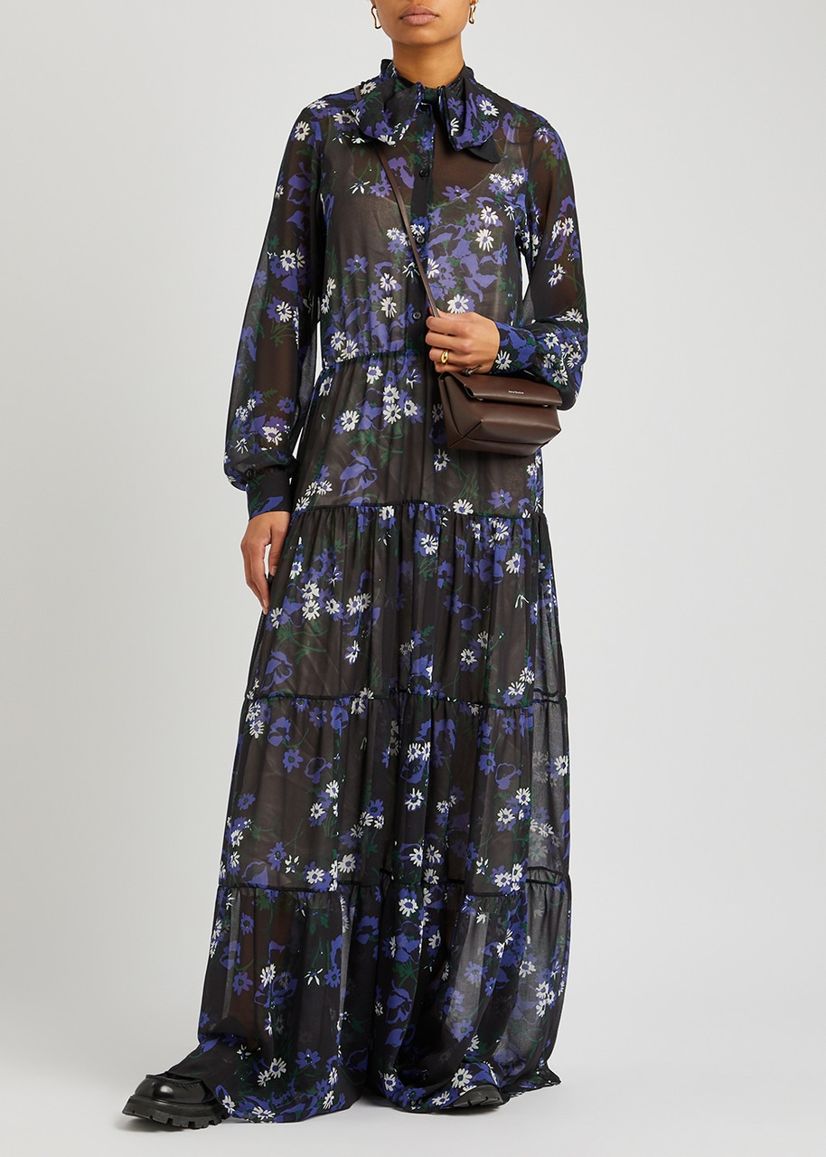  Plan C Floral-print Chiffon Maxi Dress - Multicoloured - 10 
