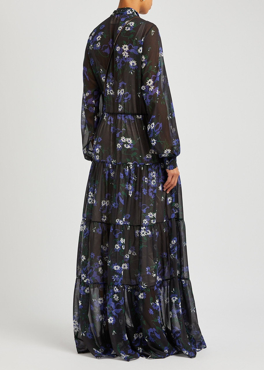  Plan C Floral-print Chiffon Maxi Dress - Multicoloured - 10 