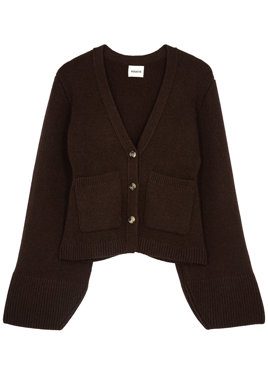 Khaite Scarlet Brown Cashmere Cardigan - M