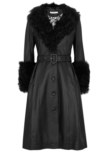 SAKS POTTS Foxy shearling-trimmed leather coat Harvey Nichols