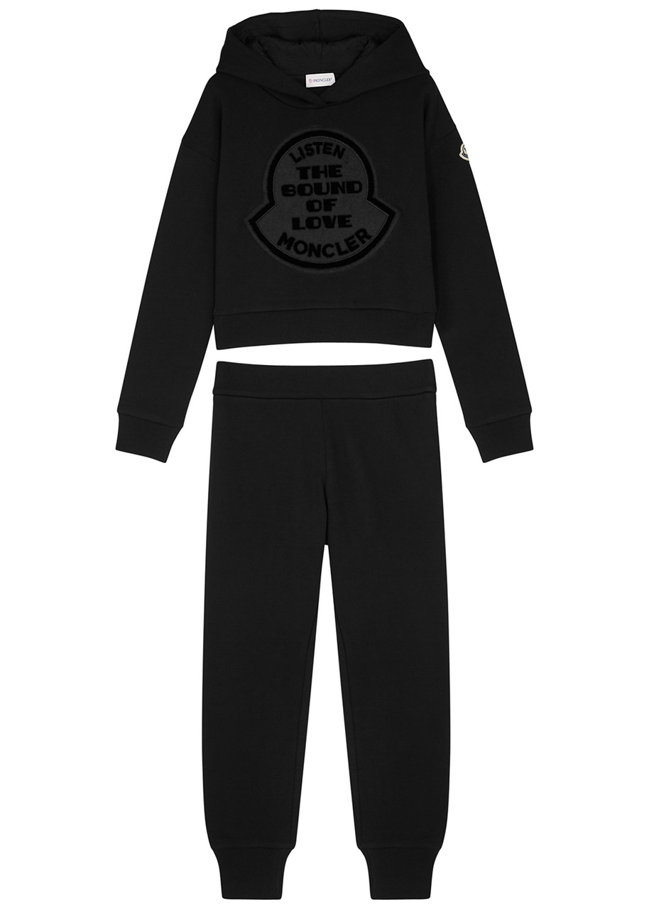Moncler Kids Black Logo Hooded Cotton Tracksuit (8-10 Years)
