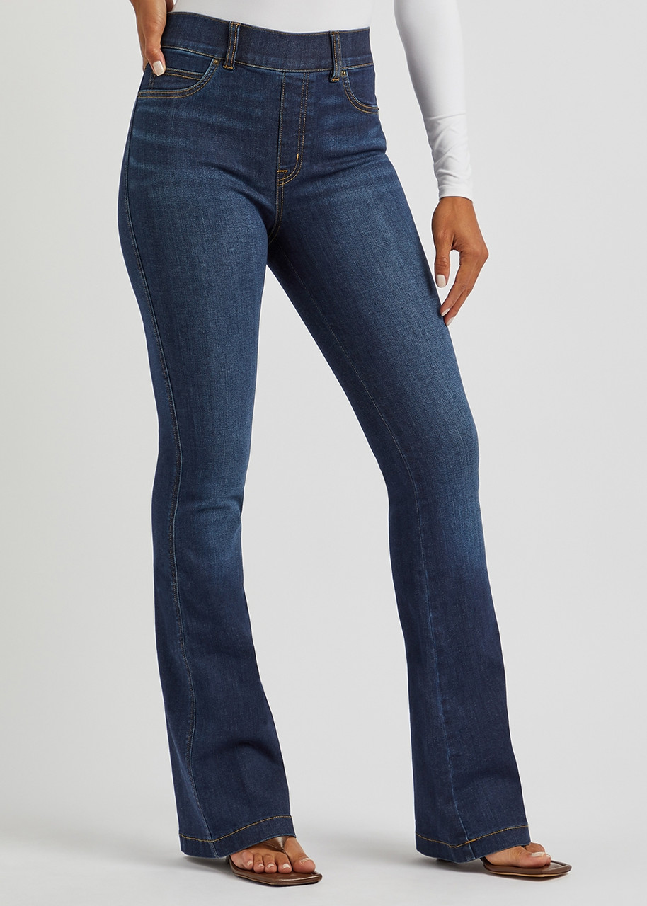  Spanx Dark Blue Flared-leg Jeans - L 