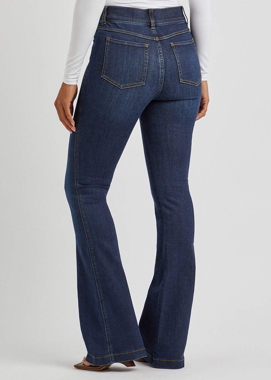  Spanx Dark Blue Flared-leg Jeans - L 
