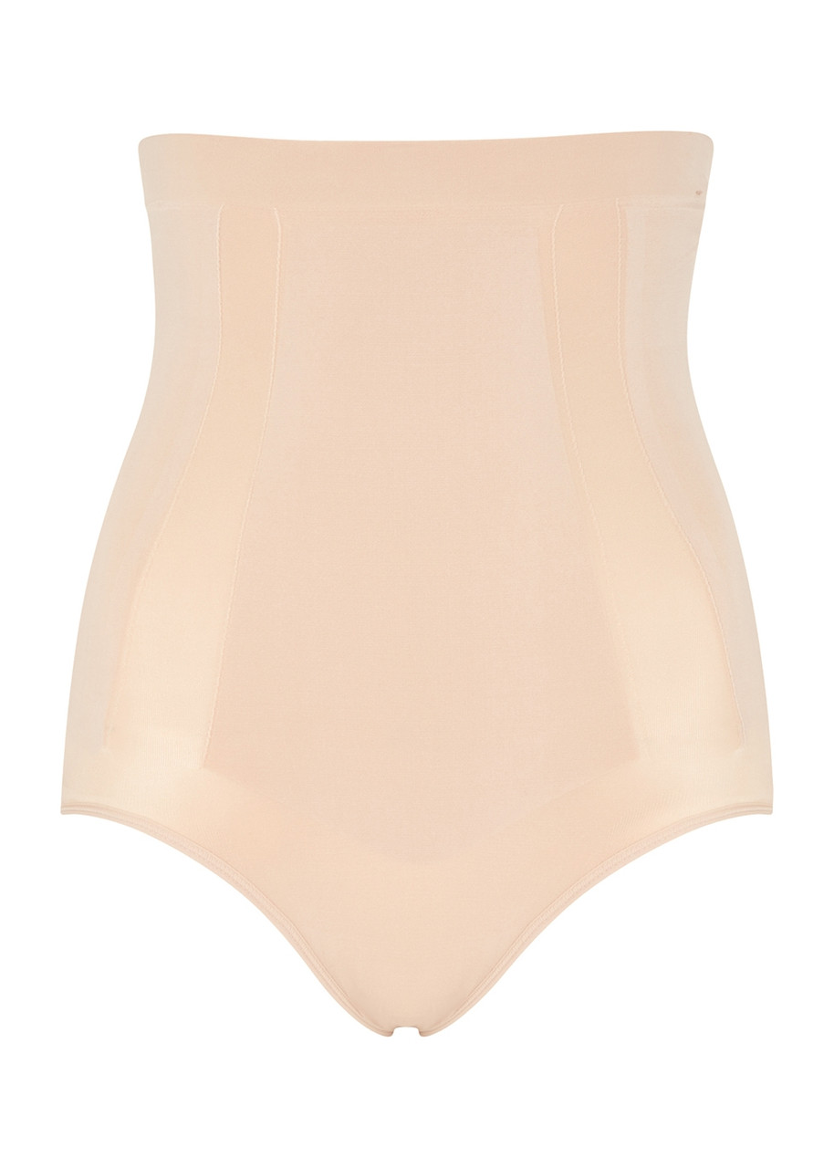 Shop Spanx Oncore High-waisted Briefs In Beige