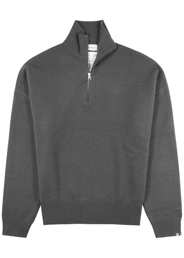 EXTREME CASHMERE N°235 Hike grey half-zip cashmere-blend jumper