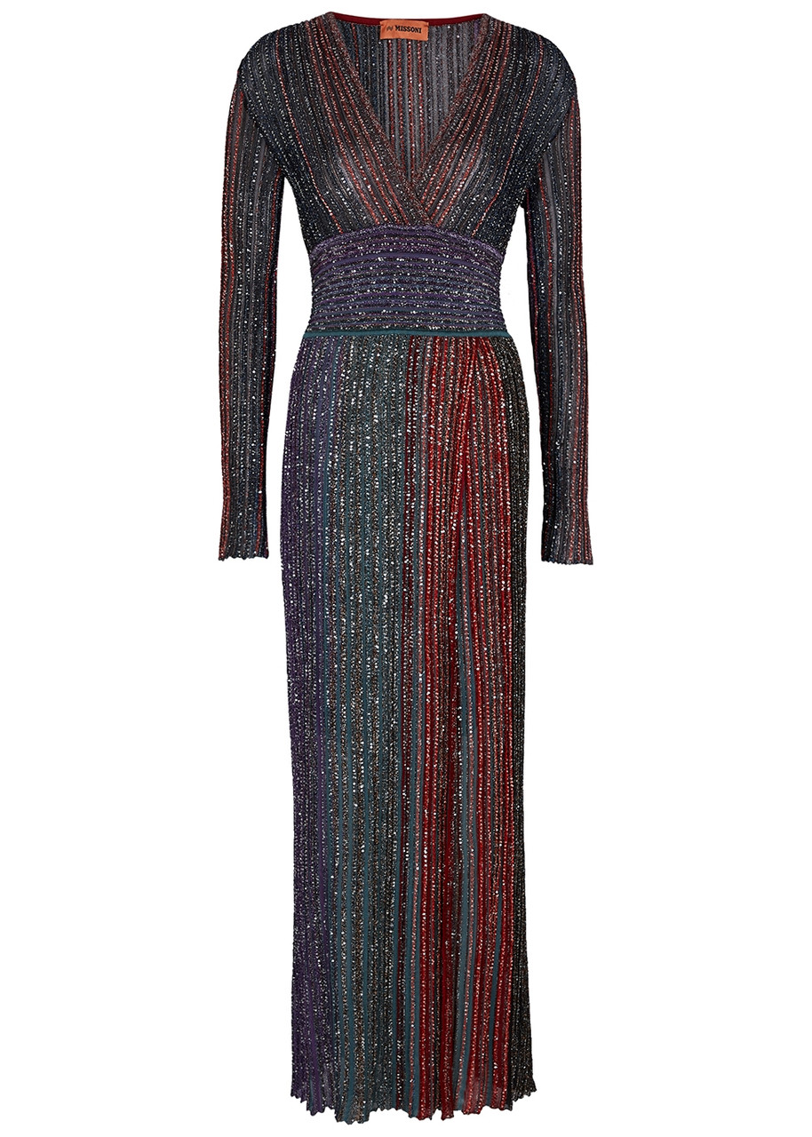 Missoni Striped Sequin-embellished Knitted Dress - Multicoloured - 10