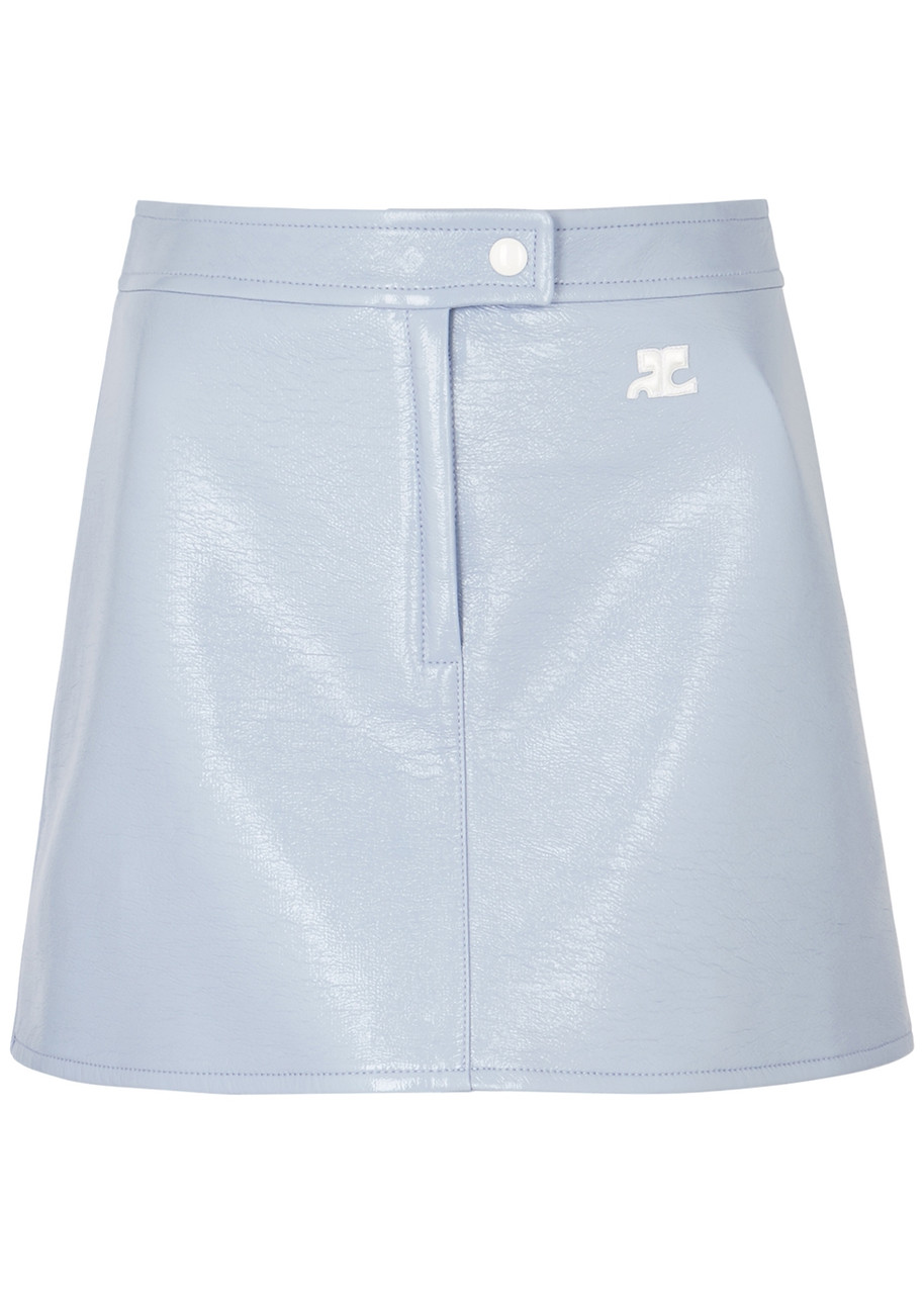 Shop Courrèges Pale Blue Vinyl Mini Skirt In Lilac