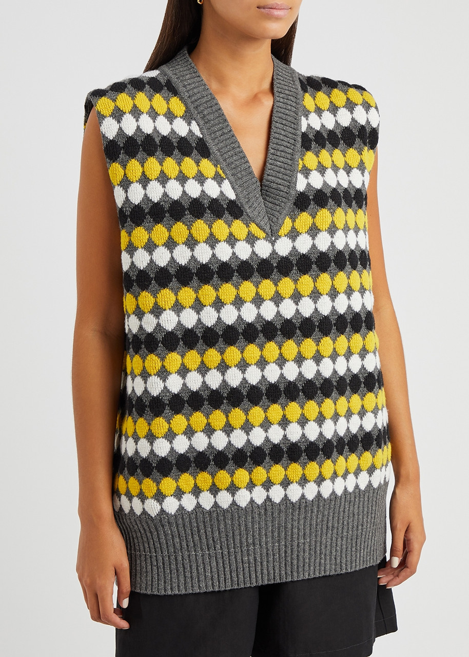  Plan C Circle-intarsia Wool Vest - Multicoloured - 8 