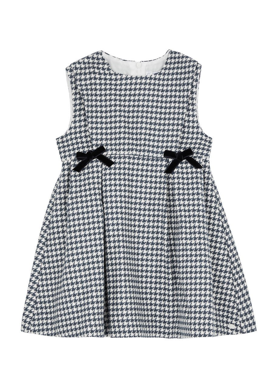 Tartine Et Chocolat Kids Houndstooth Bow-embellished Cotton Dress (4 Years) In Gray