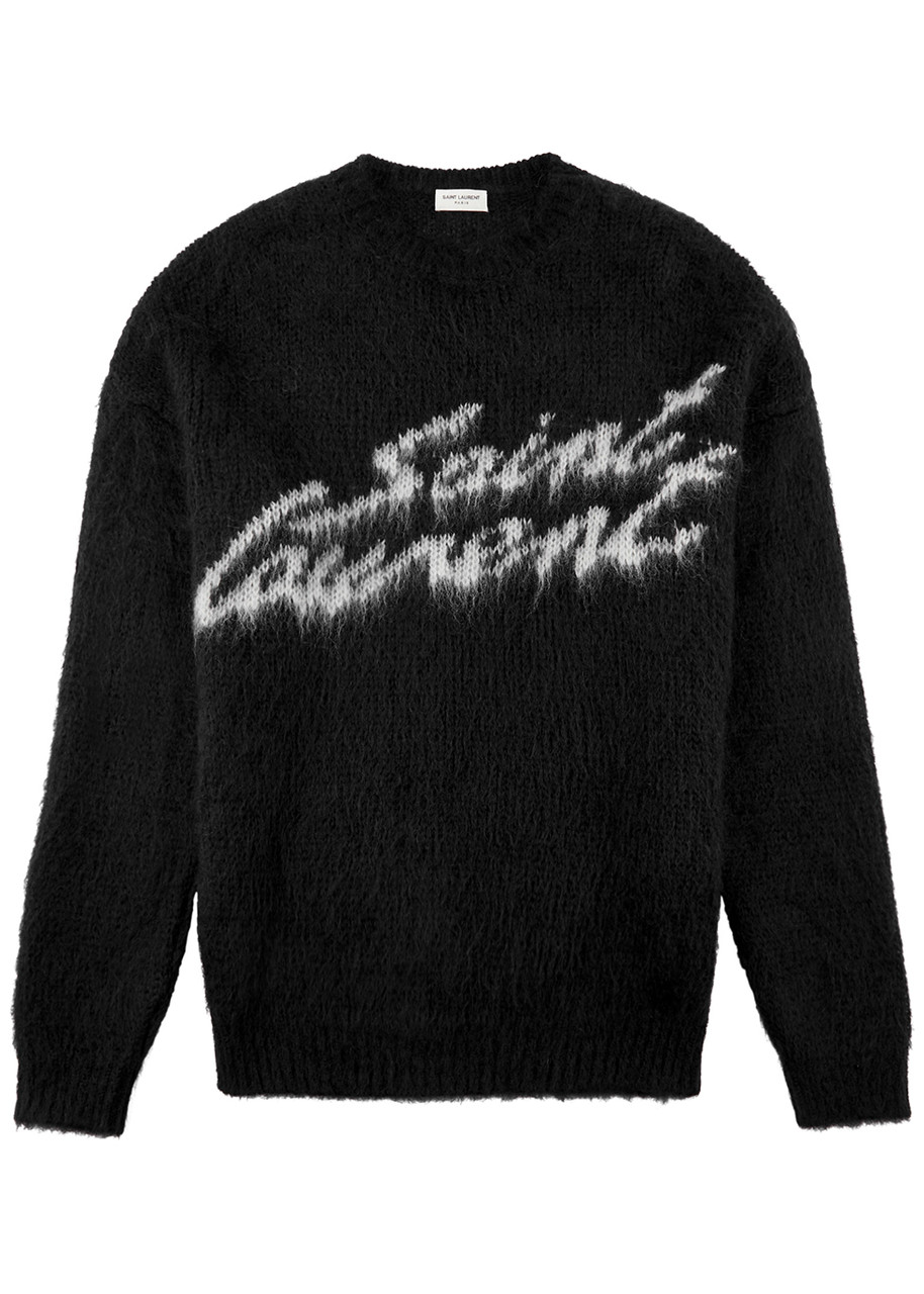 Saint Laurent Logo Mohair-blend Jumper - Black - M