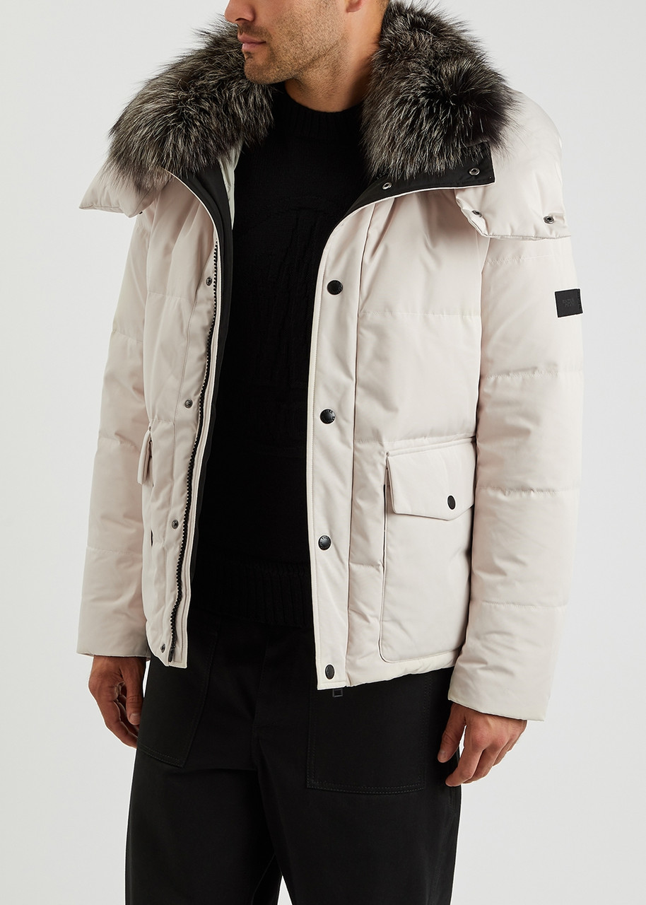  Yves Salomon Quilted Fur-trimmed Shell Jacket - Cream - 48 