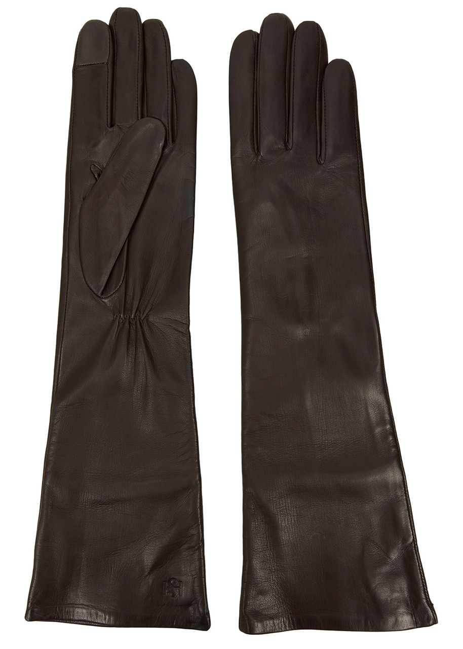 Handsome Stockholm Essentials Long Leather Gloves - Chocolate - L