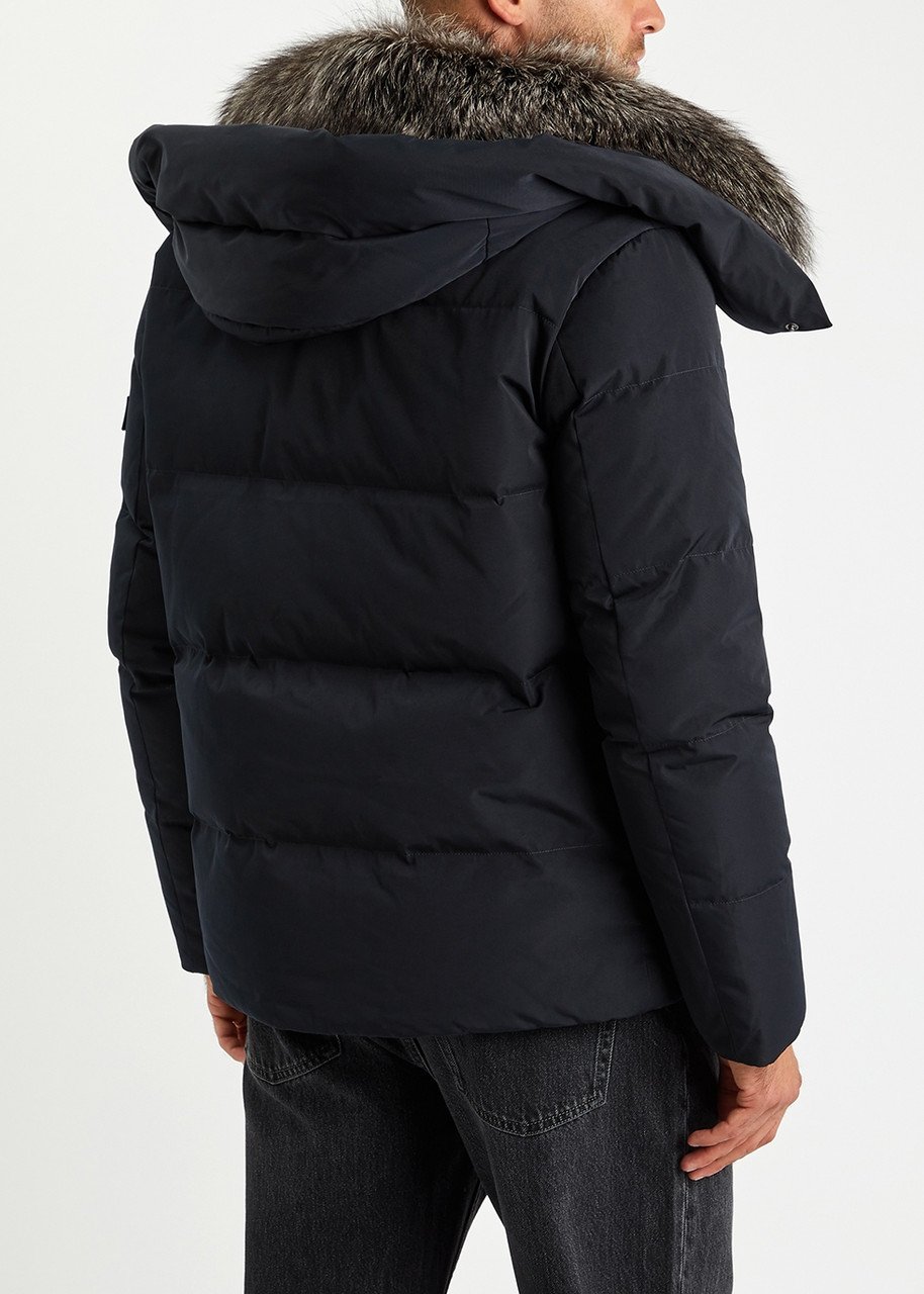  Yves Salomon Quilted Fur-trimmed Shell Jacket - Navy - 54 