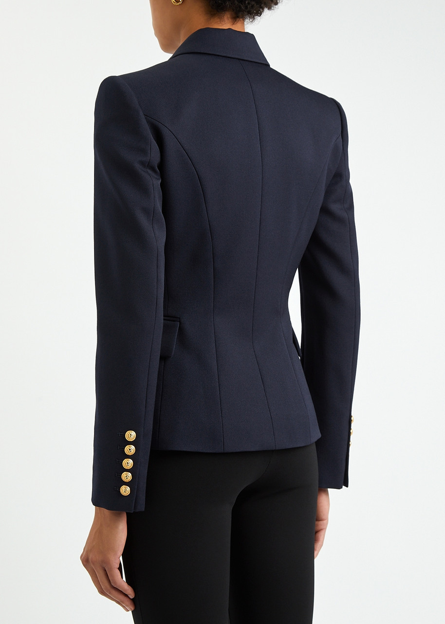  Balmain Double-breasted Wool Blazer - Navy - 10 