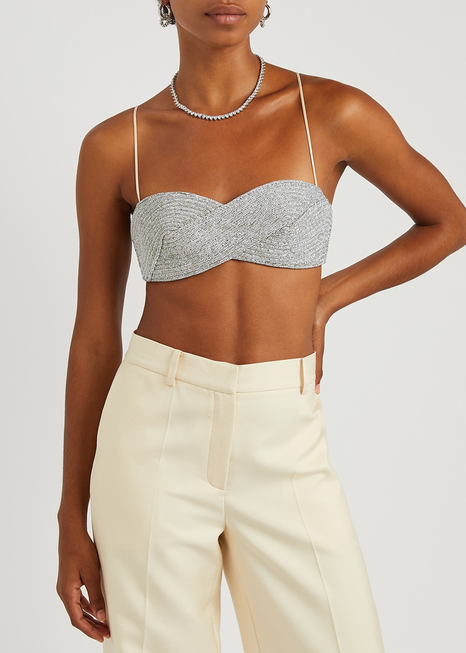  Nue Studio Eternity Silver Crystal Bra Top - Xs 