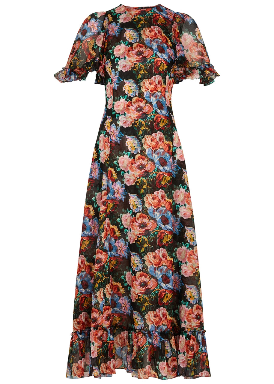 The Vampire's Wife Midnight Tremors Floral-print Cotton Maxi Dress In Multi