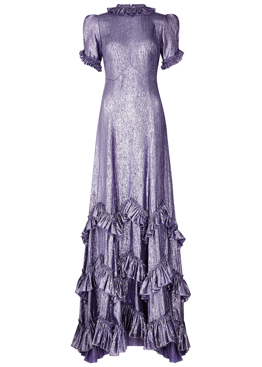 The Vampire's Wife Sky Rocket Lilac Ruffled Lamé Gown In Black