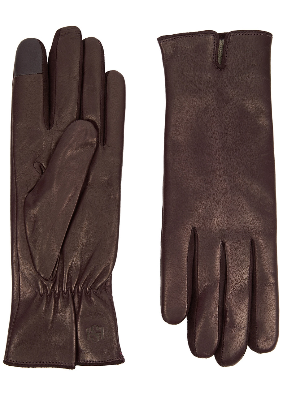 Handsome Stockholm Essentials Leather Gloves - Burgundy - S