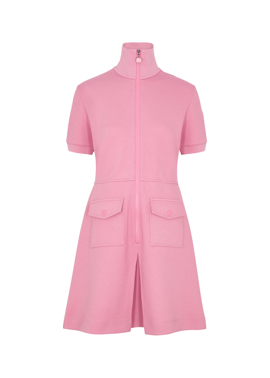 Moncler Piqué Cotton-blend Mini Dress - Pink - XS