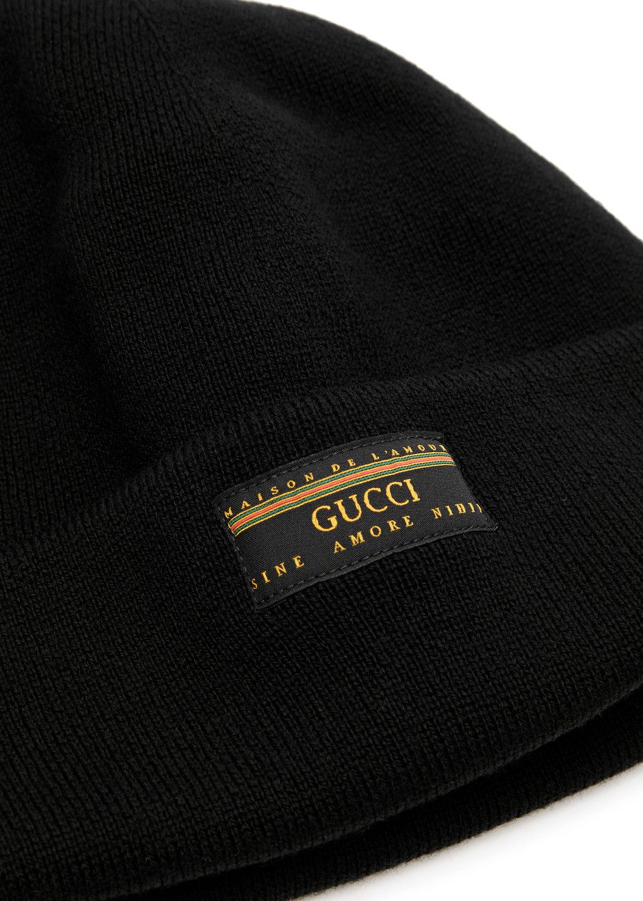  Gucci Logo Wool Beanie - Black 