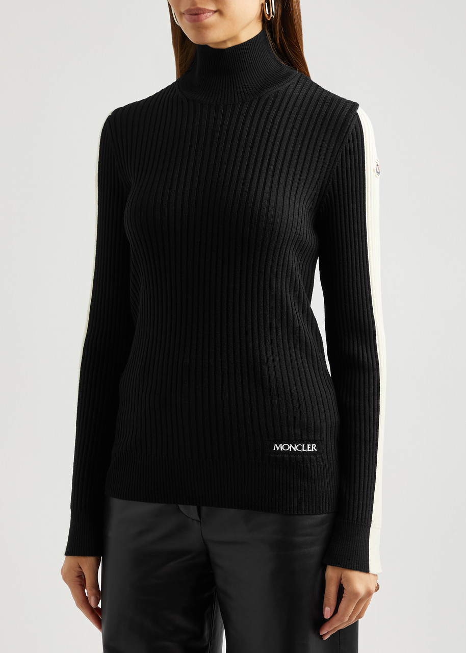  Moncler Ribbed Wool Top - Black - Xs 