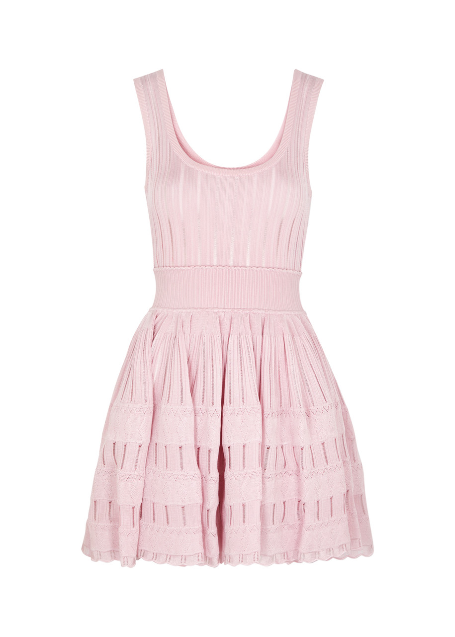 Alaïa Fluid Knitted Mini Dress - Light Pink - 42 (UK 14 / L)
