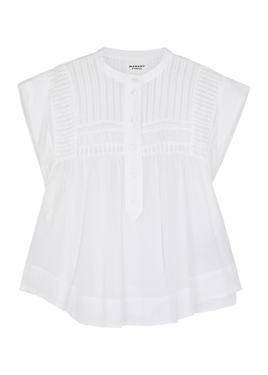 Shop Isabel Marant Étoile Leaza Cotton Blouse In White