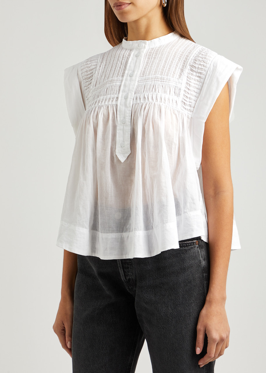 Shop Isabel Marant Étoile Leaza Cotton Blouse In White