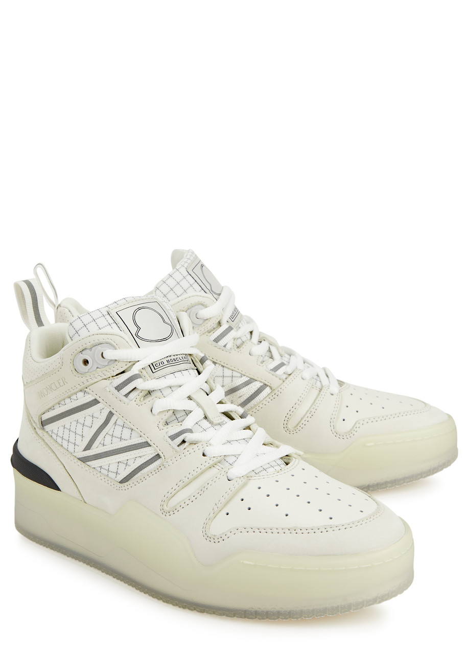  Moncler Pivot Panelled Nubuck Hi-top Sneakers, Sneakers, Round Toe - White And Black - 5, Moncler Trainers, Leather - 5 