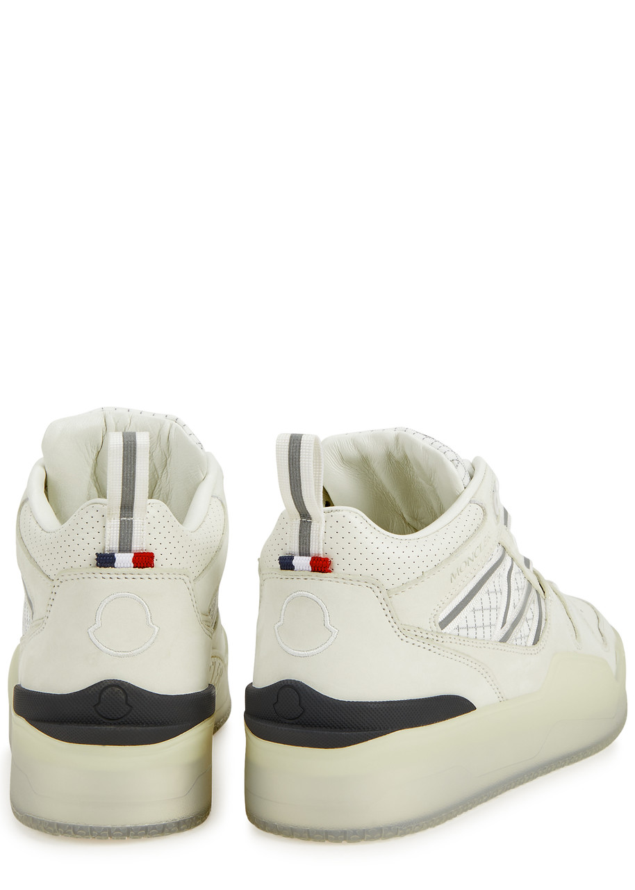  Moncler Pivot Panelled Nubuck Hi-top Sneakers, Sneakers, Round Toe - White And Black - 5, Moncler Trainers, Leather - 5 