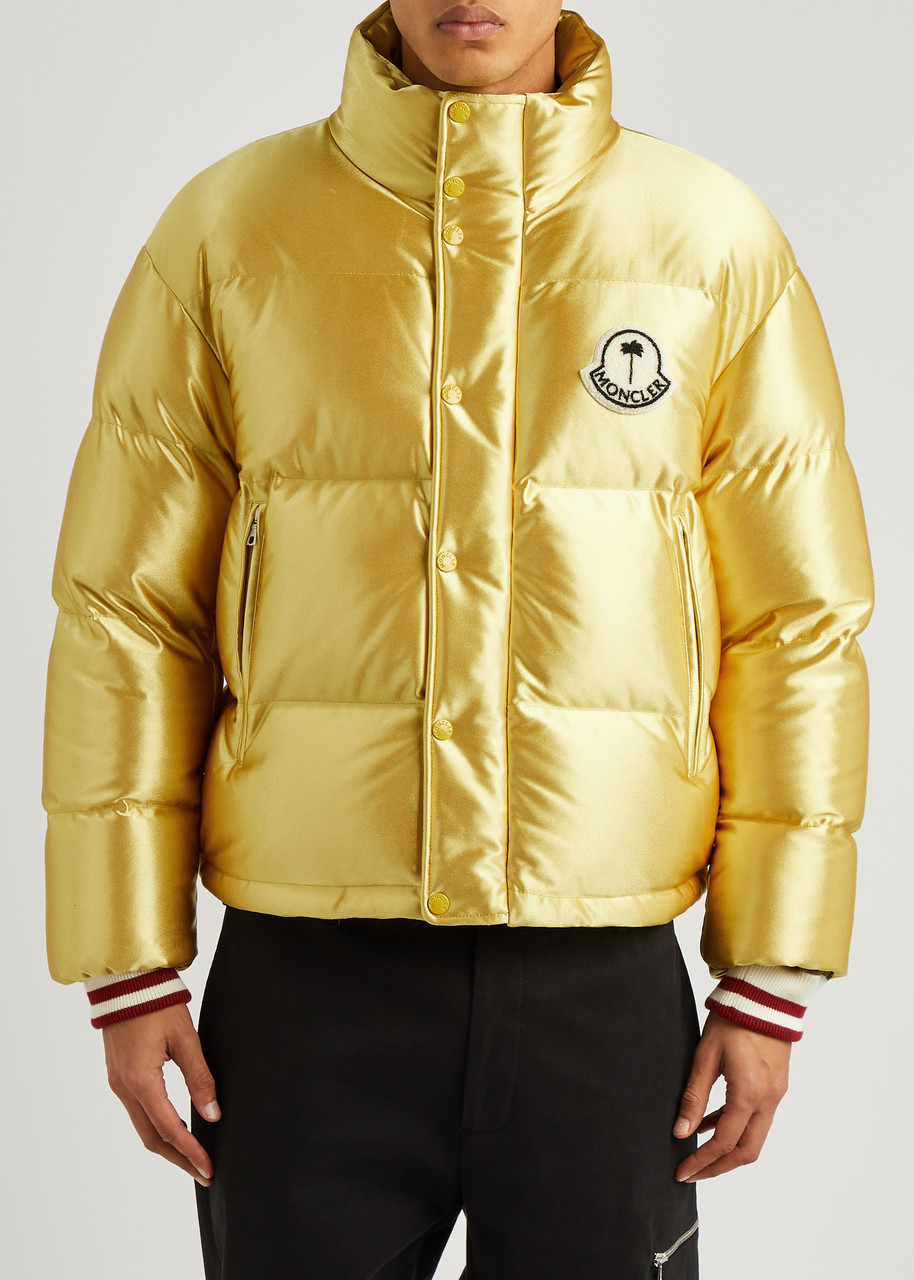Moncler Genius 8 Moncler Palm Angels Keon Quilted Satin Jacket In Yellow
