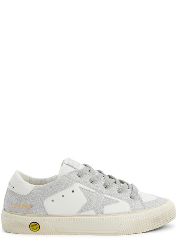 GOLDEN GOOSE KIDS May glittered leather sneakers (IT29-IT35