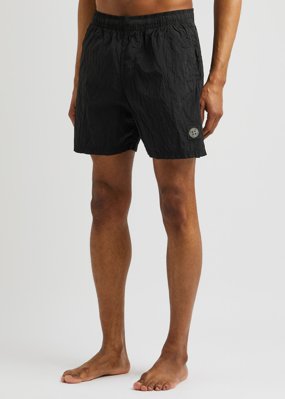 Stone Island Logo Shell Swim Shorts, Shorts, Black 