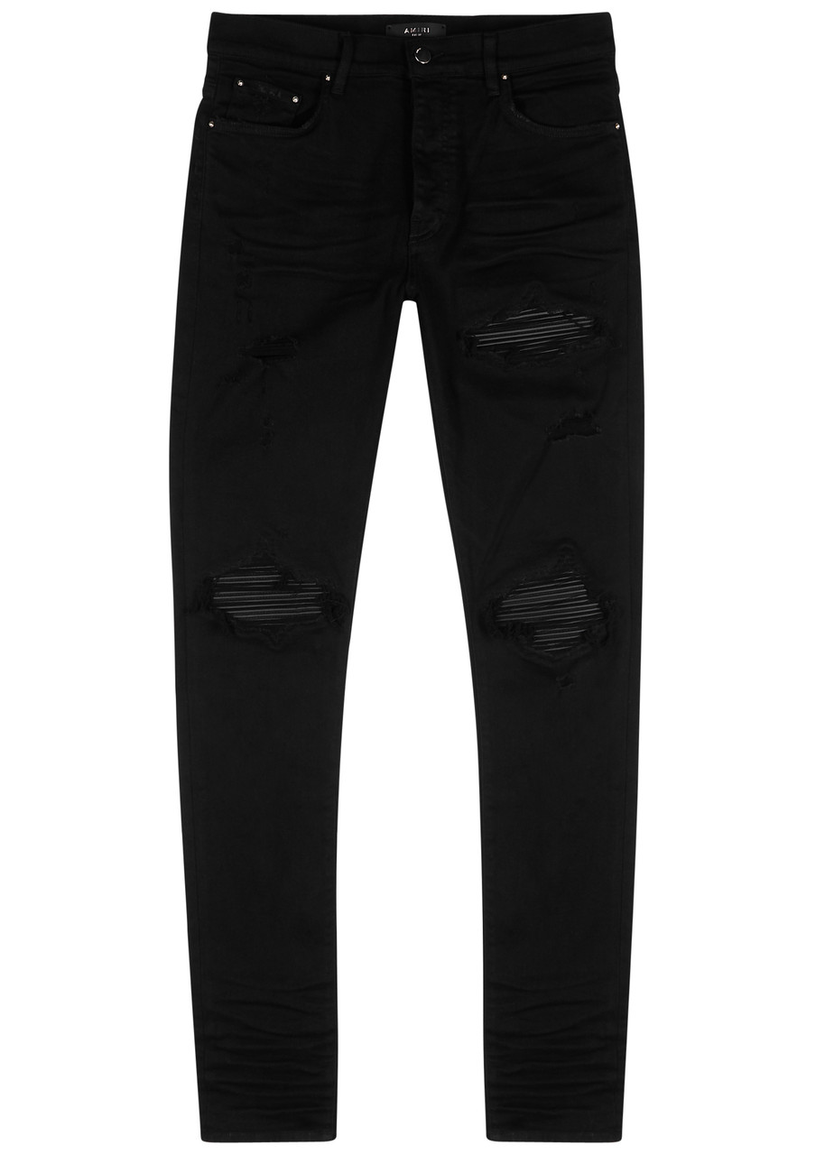 Amiri Mx1 Distressed Skinny Jeans In Black