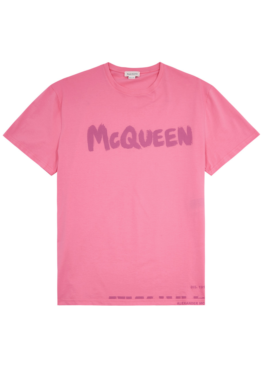 Alexander Mcqueen Logo-print Cotton T-shirt In Pink