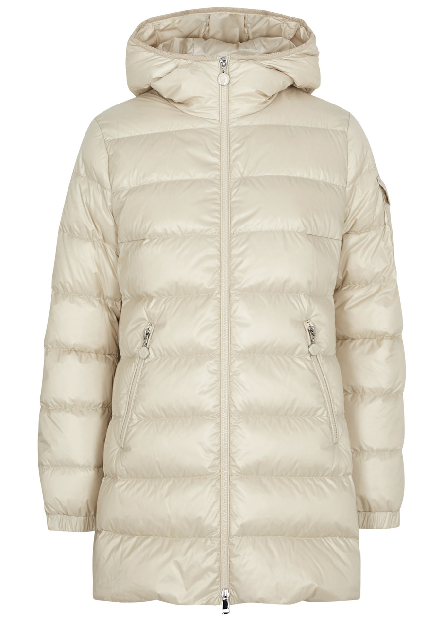 Moncler Glements Hooded Quilted Shell Coat In Ivory